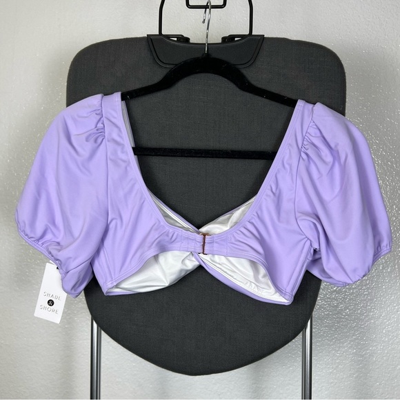 Shade & Shore Light Purple Puff Sleeve Swimsuit Top Size S - Picture 7 of 7